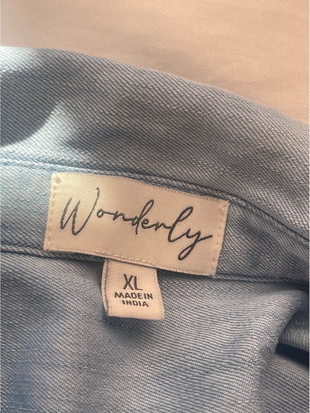 Wonderly Light Blue Button-Up Jean Romper with Belt - XL - Picture 2 of 8